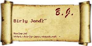 Birly Jenő névjegykártya